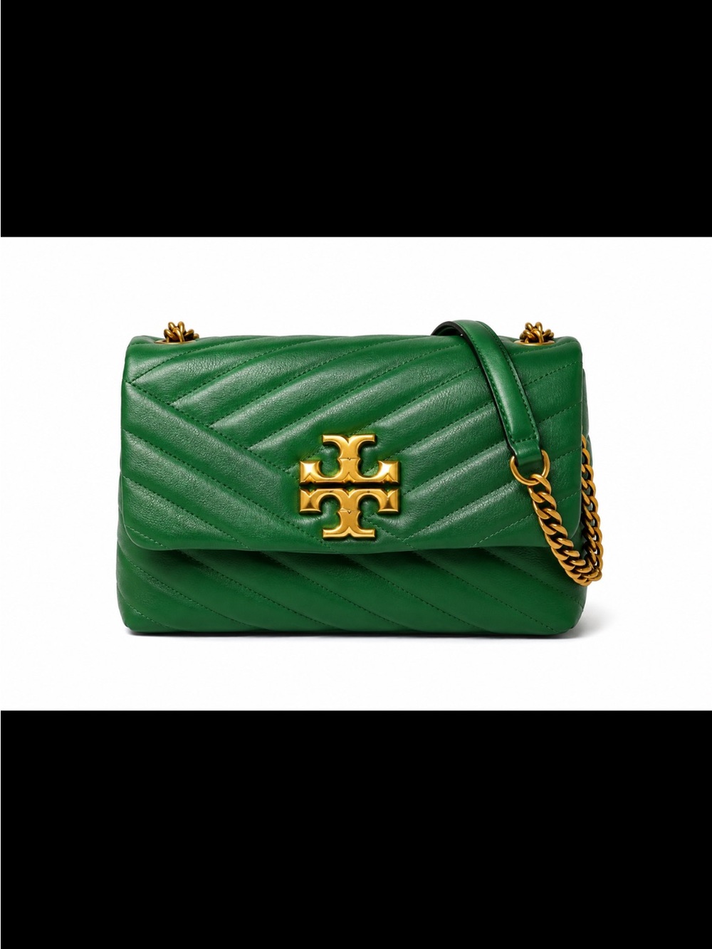 Tory Burch Kira Chevron Convertible Shoulder Bag in Rich Emerald Green